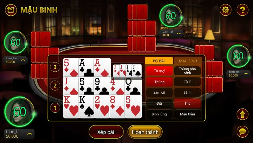 Người chơi cần nắm vững tổ hợp bài trong Mậu Binh
